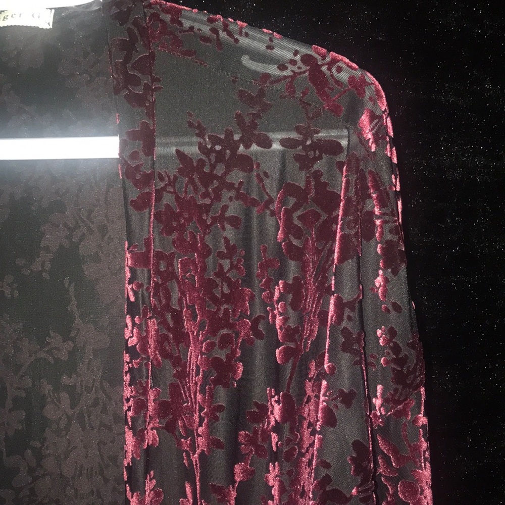 Sheer + Velvet detail Kimono ❤️
